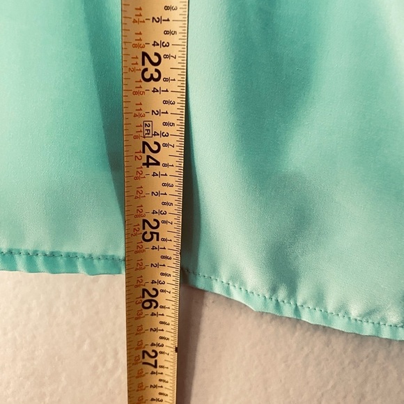 Peters & Ashley Aqua Blue Vintage Blouse Size 12 Short Sleeves Shoulder Pads - Picture 9 of 11